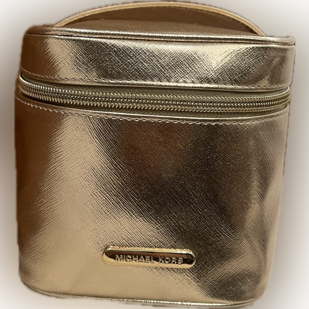 MICHAEL KORS  gold traincase makeup bag